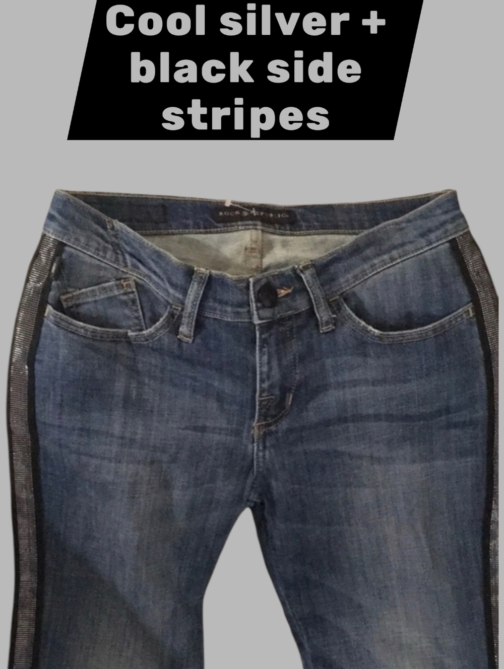 Rock & Republic Jeans women’s size 6 Berlin cool silver black side stripes